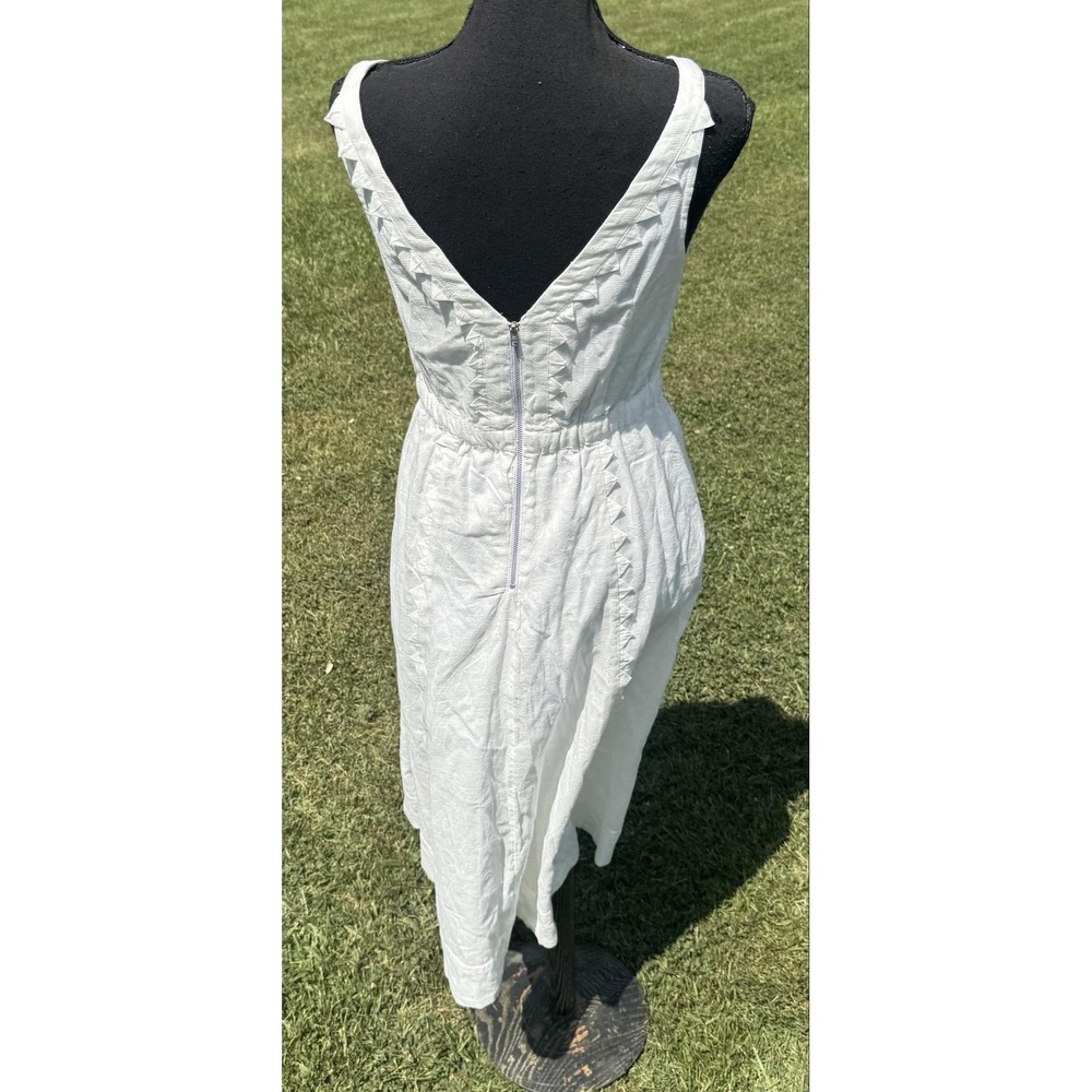 Anthropologie White Textured Jacquard Fit & Flare V-Neck Dress NWT Size 4 $168 - Picture 7 of 13